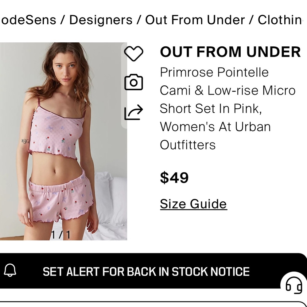 🎀 Urban Outfitters Out From Under Primrose Pointelle Cami & Low-Rise Micro set - Picture 3 of 8
